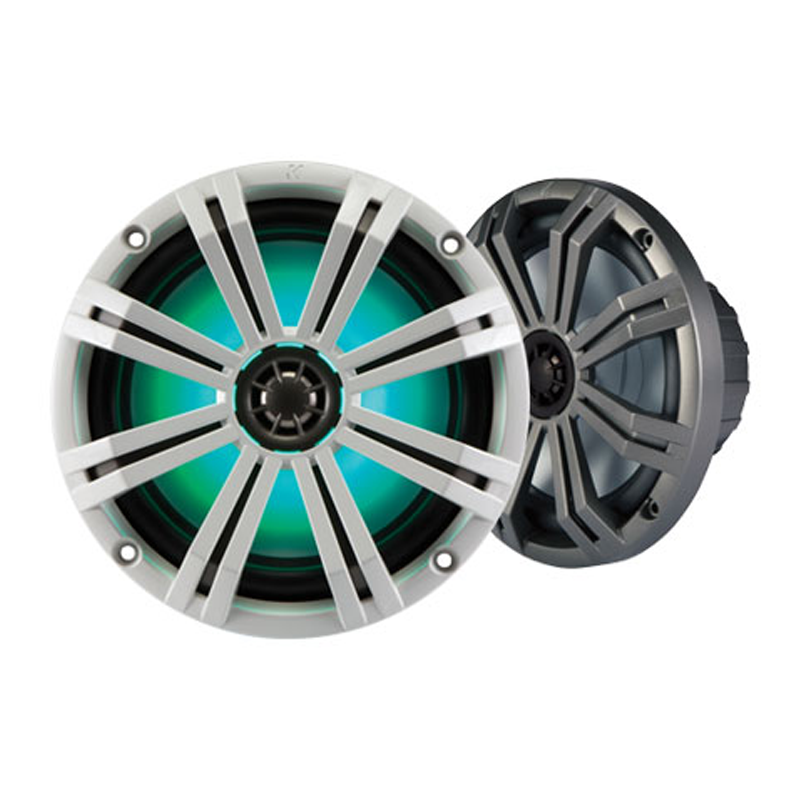 Kicker KM8 8 Inch Marine Coaxial Speakers with 1 Inch Tweeters LED