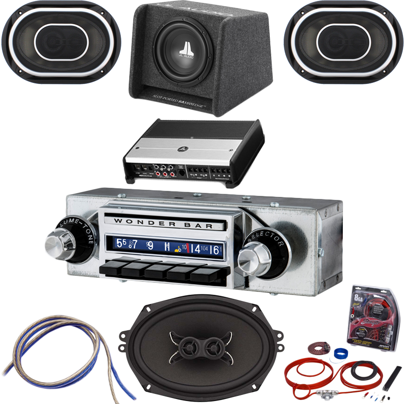 1958 Chevy Wonderbar Radio with Bluetooth JL Audio Stereo ... stereo wiring diagram for el falcon 