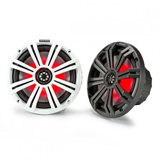 Kicker KM8 8 Inch Marine Grade Coaxial Speakers with LEDs White